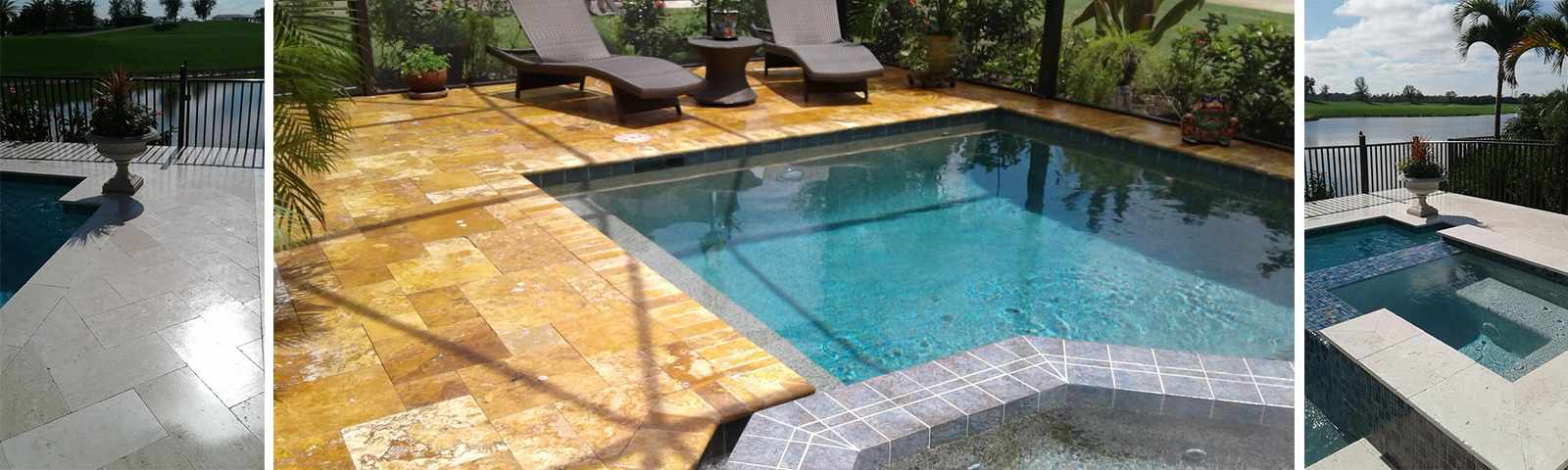 Travertine we pressure washed by a pool Travertine we pressure washed by a pool